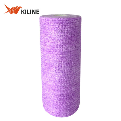 Purple Disposable Dish Washing Cloths In Roll Wood Pulp And PP Dusting Cloths 55gsm