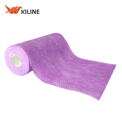 Purple Disposable Dish Washing Cloths In Roll Wood Pulp And PP Dusting Cloths 55gsm