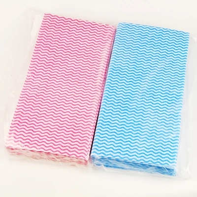 KILINE Spunlace Nonwoven Kitchen Wipes Disposable Multi Color Wavy Line Polyester Viscose Home Cleaning Wipes
