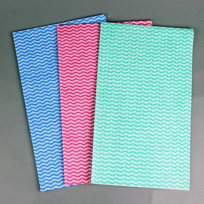 KILINE Spunlace Nonwoven Kitchen Wipes Disposable Multi Color Wavy Line Polyester Viscose Home Cleaning Wipes