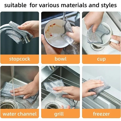 Wet And Dry Household Cleaning Cloths Non Scratch Wire Dishcloth for Travel