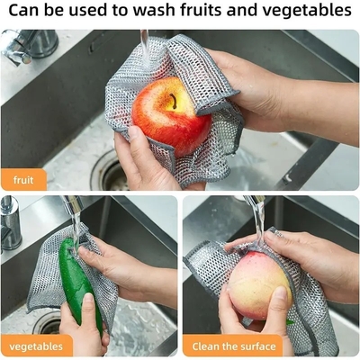 Wet And Dry Household Cleaning Cloths Non Scratch Wire Dishcloth for Travel