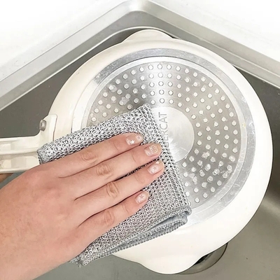 Wet And Dry Household Cleaning Cloths Non Scratch Wire Dishcloth for Travel