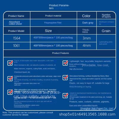 KILINE 30% Discount Gray Film Carbon Fiber Fabric Oil Absorbent Wipe with Pressure Point Adsorption for Industrial Cleaning